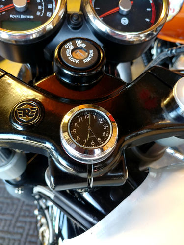 British Made Royal Enfield Interceptor & Continental GT or Int650 Stem Nut Cover with Black Clock