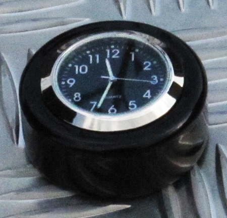 British Made Darkside Sportster® Dyna® FXR® "Smooth" Stem Nut Cover with Black Clock