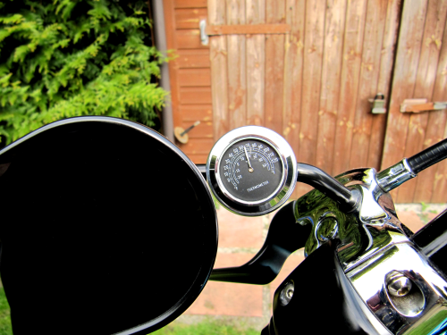 British Made 10mm Mirror-Mate Motorcycle Mirror Stem Casing with Black Thermometer