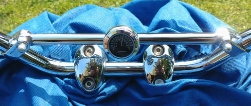British Made Royal Enfield Interceptor Brace-Bar Cover with Black Thermometer